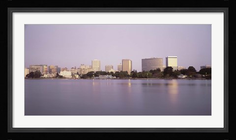 Framed Reflection of skyscrapers in Lake Merritt, Oakland, California Print