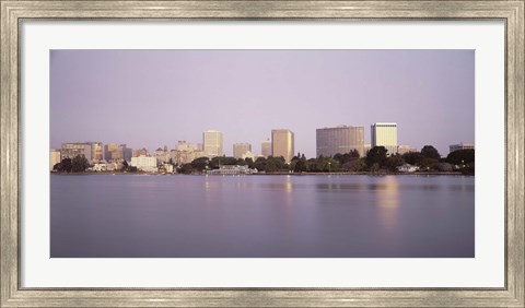 Framed Reflection of skyscrapers in Lake Merritt, Oakland, California Print