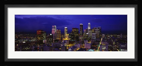 Framed Skyscrapers lit up at night, City Of Los Angeles, California, USA Print
