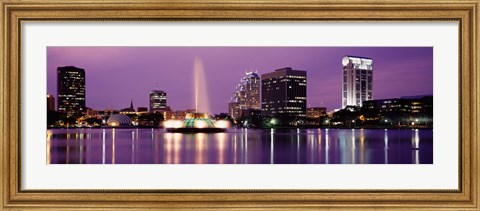 Framed View Of A City Skyline At Night, Orlando, Florida, USA Print