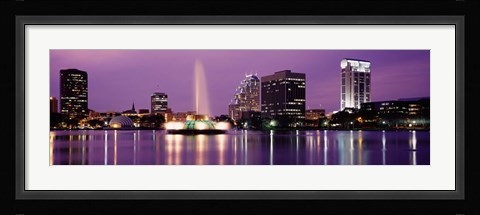 Framed View Of A City Skyline At Night, Orlando, Florida, USA Print