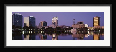 Framed Office Buildings Along The Lake, Lake Eola, Orlando, Florida, USA Print