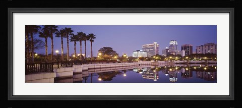 Framed Reflection Of Buildings In The Lake, Lake Luceme, Orlando, Florida, USA Print