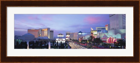 Framed Dark Blue Sky with Pink Coulds Over Las Vegas Print