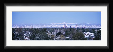 Framed Denver Skyline with Mountains Print