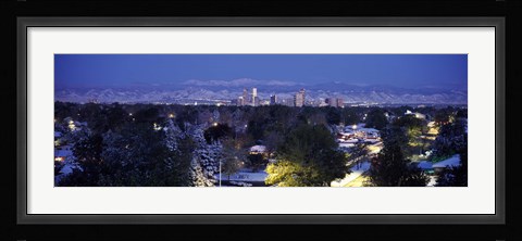 Framed Denver in winter, Colorado Print