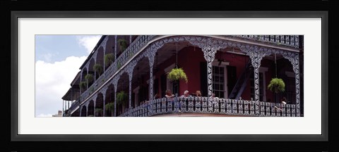 Framed People sitting in a balcony, French Quarter, New Orleans, Louisiana, USA Print