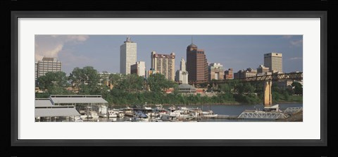 Framed Boats moored at a harbor, Mud Island, Memphis, Tennessee, USA Print