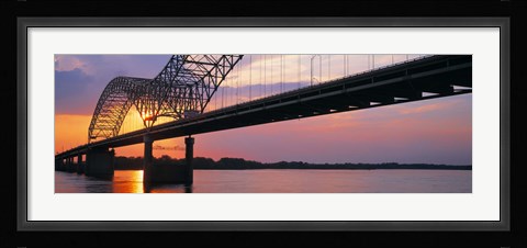 Framed Sunset, Hernandez Desoto Bridge And Mississippi River, Memphis, Tennessee, USA Print