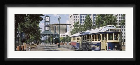 Framed View Of A Tram Trolley On A City Street, Court Square, Memphis, Tennessee, USA Print