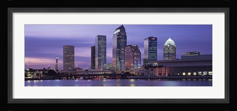 Framed USA, Florida, Tampa, View of an urban skyline at night Print