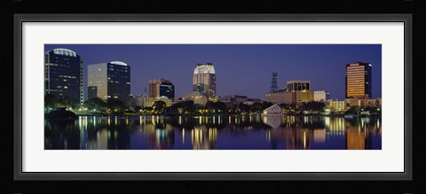 Framed Reflection of buildings in water, Orlando, Florida Print