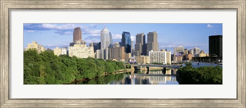 Framed Daytime View of Philadelphia with Clouds Print