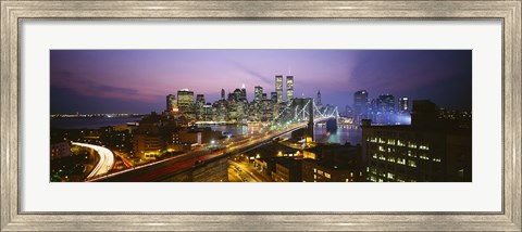 Framed Buildings lit up at night, World Trade Center, Manhattan, New York City, New York State, USA Print