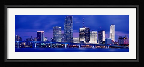 Framed Miami skyline at night, Florida Print