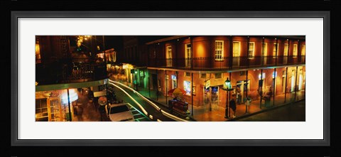 Framed Bourbon Street at night, New Orleans LA Print