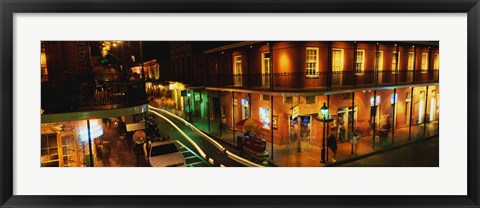 Framed Bourbon Street at night, New Orleans LA Print