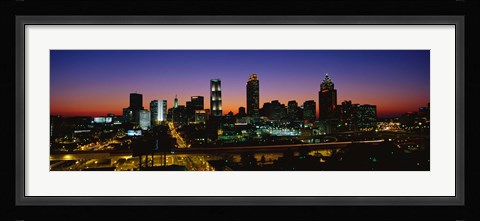 Framed Atlanta skyline at night, GA Print