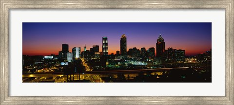 Framed Atlanta skyline at night, GA Print