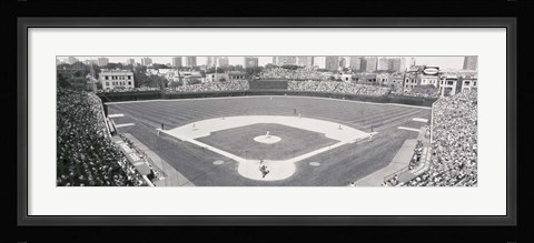 Framed Wrigley Field in black and white, USA, Illinois, Chicago Print