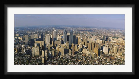 Framed Aerial view of skyscrapers in a city, Philadelphia, Pennsylvania, USA Print