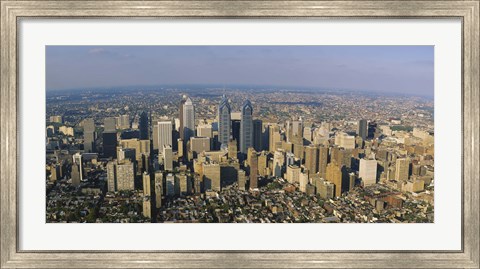 Framed Aerial view of skyscrapers in a city, Philadelphia, Pennsylvania, USA Print