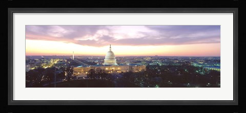 Framed Twilight, Capitol Building, Washington DC, District Of Columbia, USA Print