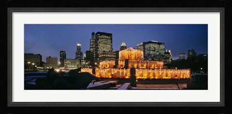 Framed Buckingham Fountain Decorated For Christmas, Chicago, Illinois, USA Print