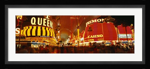 Framed Casino Lit Up At Night, Fremont Street, Las Vegas, Nevada Print