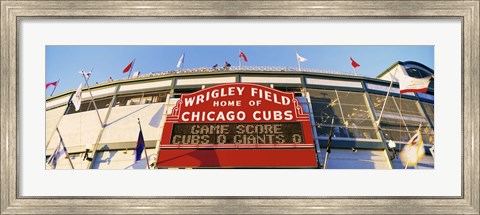 Framed Red score board outside Wrigley Field,USA, Illinois, Chicago Print