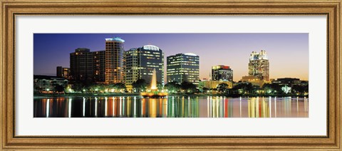 Framed Skyline At Dusk, Orlando, Florida, USA Print