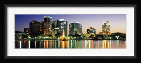 Framed Skyline At Dusk, Orlando, Florida, USA Print