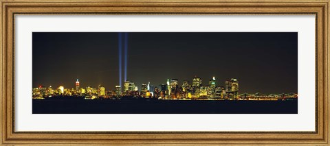 Framed New York City Lit Up at Night Print