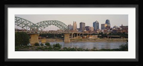 Framed Bridge across the river, Kansas City, Missouri, USA Print