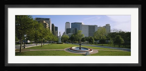 Framed Fountain In A Park, Austin, Texas, USA Print
