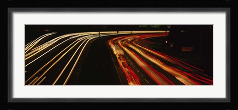 Framed High angle view of traffic on a road at night, Oakland, California, USA Print