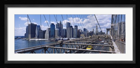 Framed Traffic on a bridge, Brooklyn Bridge, Manhattan, New York City, New York State Print