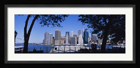 Framed Skyscrapers on the waterfront in Manhattan, New York City Print