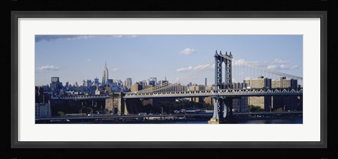 Framed Bridge over a river, Manhattan Bridge, Manhattan, New York City Print