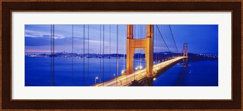 Framed Golden Gate Bridge Lit Up (close up view) Print