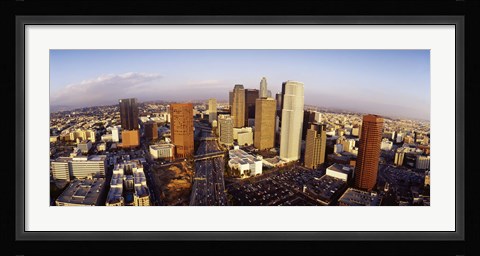 Framed High angle view of the Financial District, Los Angeles, California, USA Print