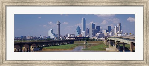 Framed Office Buildings In A City, Dallas, Texas, USA Print