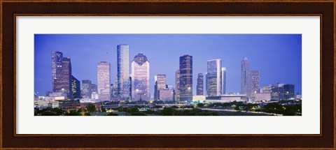 Framed Houston Skyline Lit Up, Texas Print