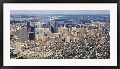 Framed Aerial view of a city, Philadelphia, Pennsylvania Print