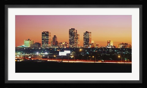 Framed Fort Worth at dusk, Texas Print