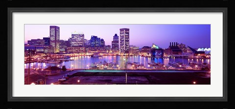 Framed Inner Harbor, Baltimore, Maryland at Night Print