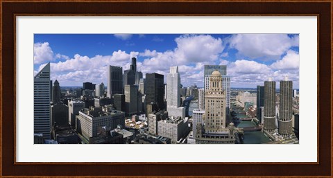 Framed Aerial view of a river, Chicago River, Chicago, Illinois, USA Print