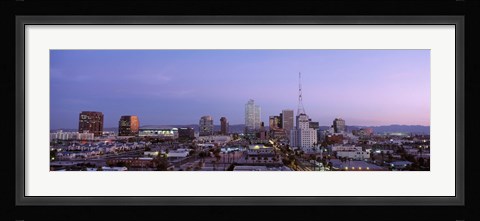 Framed Aerial View Of The City At Dusk, Phoenix, Arizona, USA Print