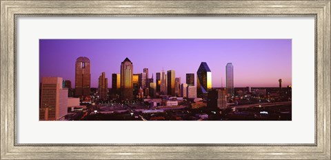 Framed Dallas, Texas Skyline with Purple Sky Print