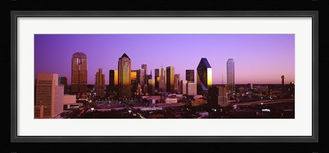 Framed Dallas, Texas Skyline with Purple Sky Print